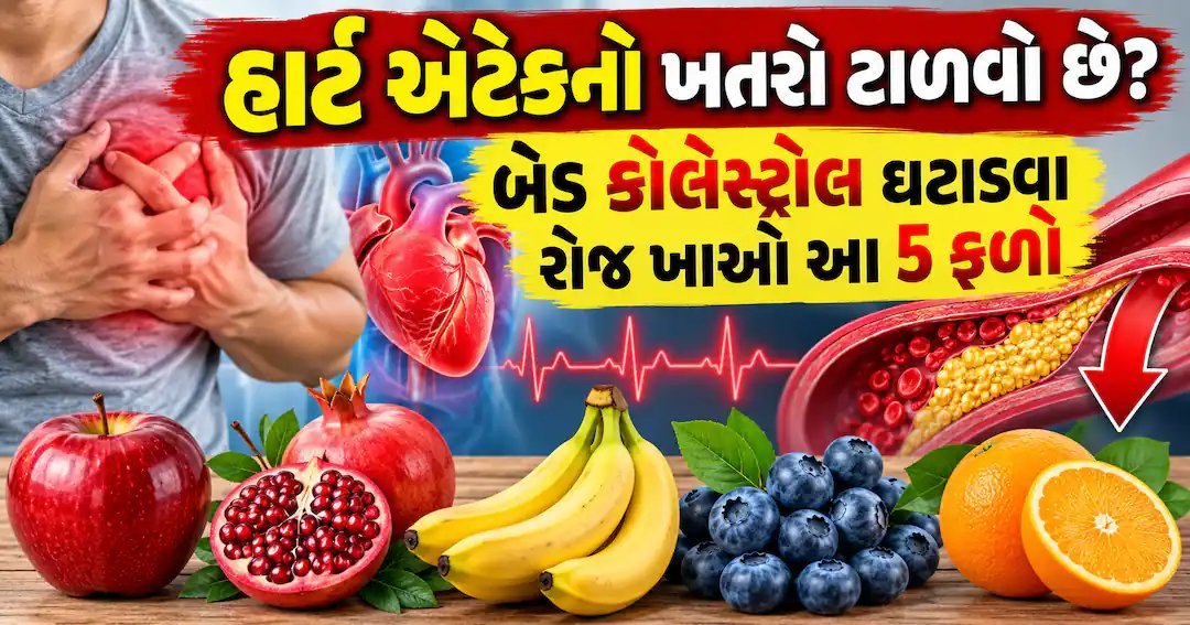 ખરાબ કોલેસ્ટ્રોલ ઘટાડવા રોજ ખાઓ આ 5 ફળો, હાર્ટ એટેકનું જોખમ પણ ઘટે