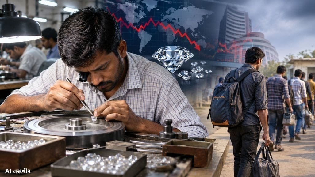 ગુજરાતના હીરા ઉદ્યોગમાં મંદી: અમદાવાદમાં 40% કારખાના બંધ, રત્નકલાકારોની રોજગારી પર અસર