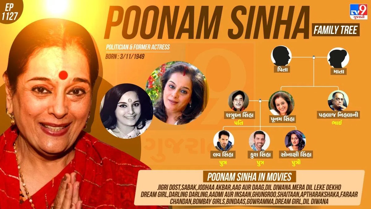 પૂનમ સિંહા: મિસ યંગ ઈન્ડિયાથી રાજકારણ સુધી, જુઓ સિંહા પરિવારનું ફેમિલી ટ્રી