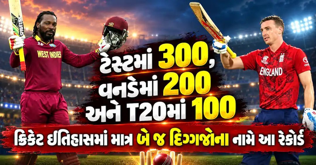 ક્રિકેટમાં દુર્લભ રેકોર્ડ: ટેસ્ટમાં 300, વનડેમાં 200 અને T20માં 100 રન ફટકારનાર ફક્ત બે ખેલાડી
