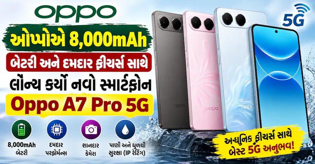 Oppo A7 Pro 5G લૉન્ચ: 8,000mAh બેટરી અને 120Hz ડિસ્પ્લે સાથે ચીનમાં રજૂ