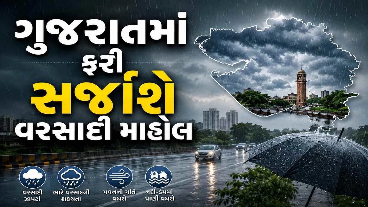અંબાલાલ પટેલની આગાહી: વડોદરા-આણંદ સહિત ગુજરાતમાં ભારે વરસાદની ચેતવણી
