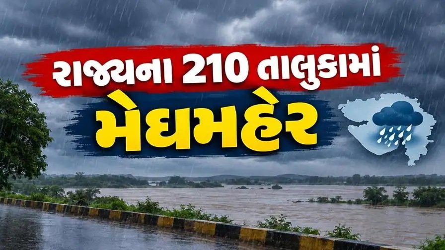 ગુજરાતમાં 210 તાલુકામાં વરસાદ, બોરસદમાં 5.24 ઈંચથી જળબંબાકાર
