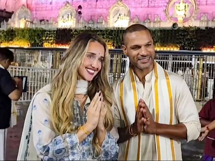 શિખર ધવન પત્ની સોફી શાઇન સાથે તિરુમલા મંદિરે દર્શન કરવા પહોંચ્યા